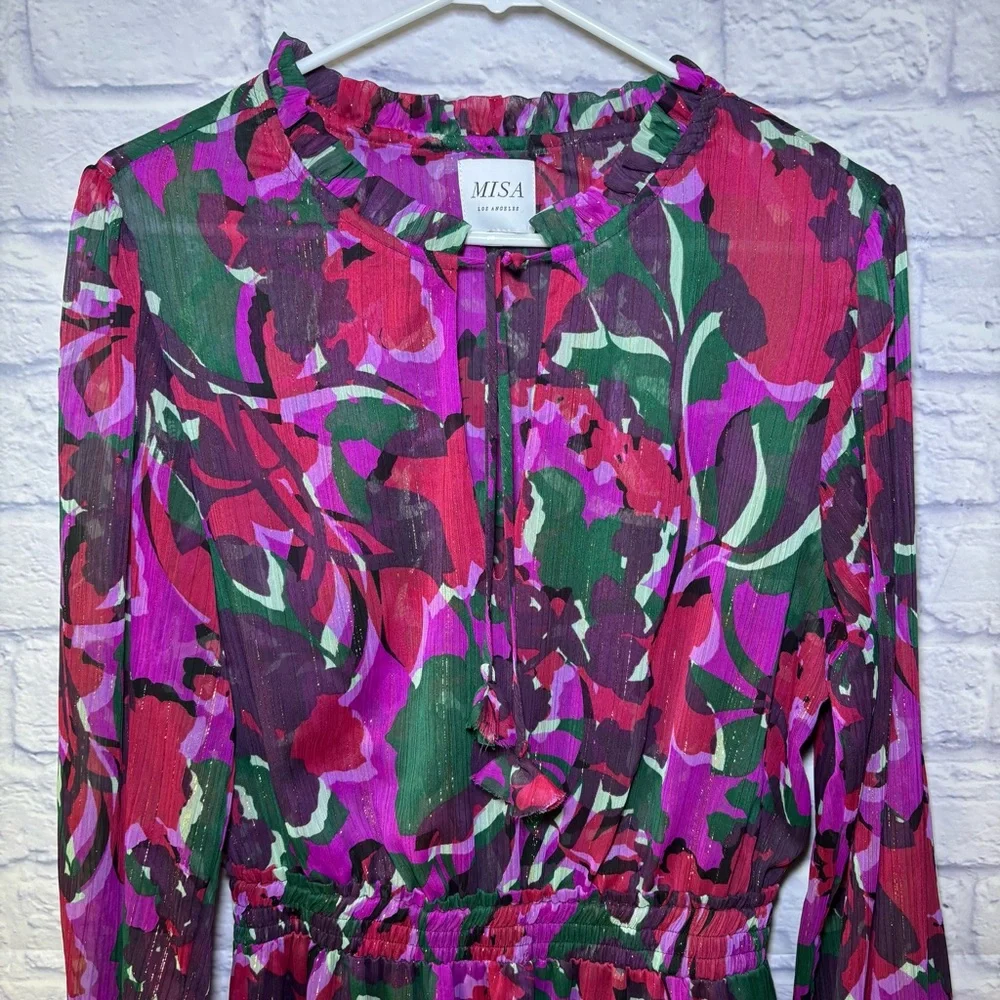 MISA Los Angeles Lorena mini dress Holiday Sparkle Abstract print Medium USA - Picture 3 of 16